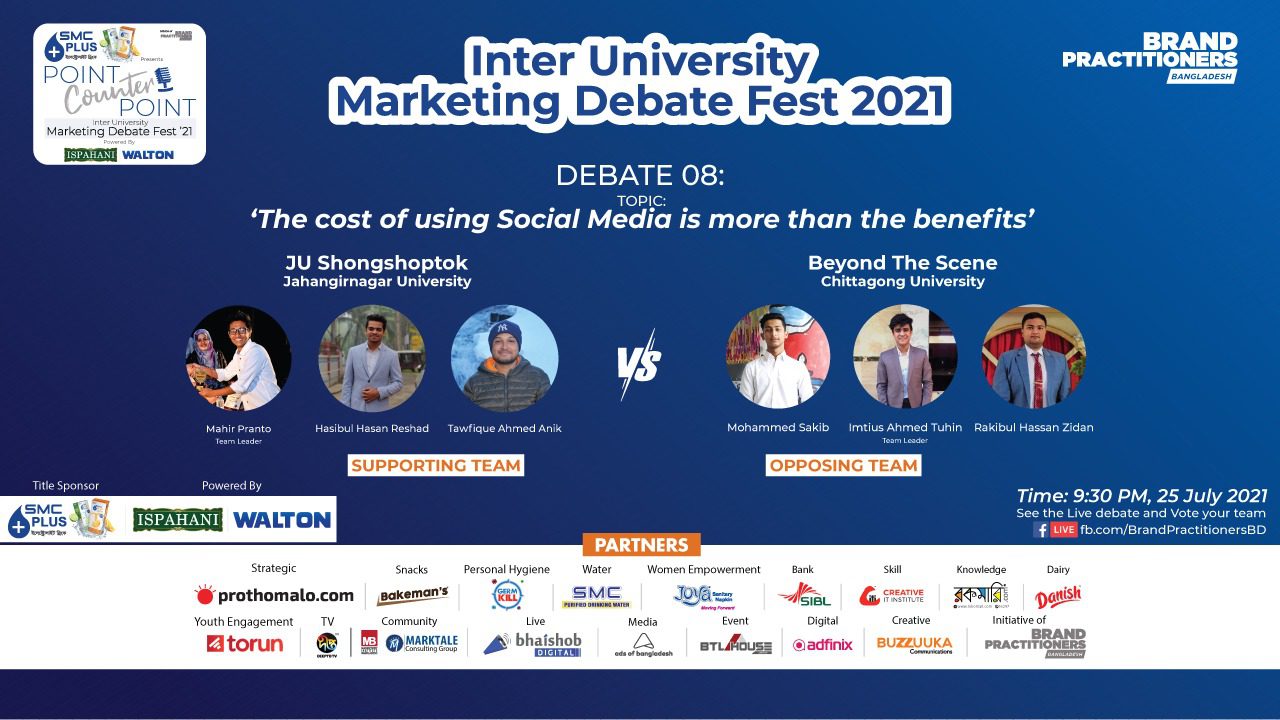 Debate 8: JU vs CU - "The cost of using Social Media is more than the benefits".