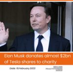 Elon Musk donates almost $2bn of Tesla shares to charity