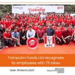 Transcom Foods Ltd recognizes its employees with 75 bikes