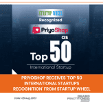 PriyoShop Receives 'Top 50 International Startups Recognition' from Startup Wheel