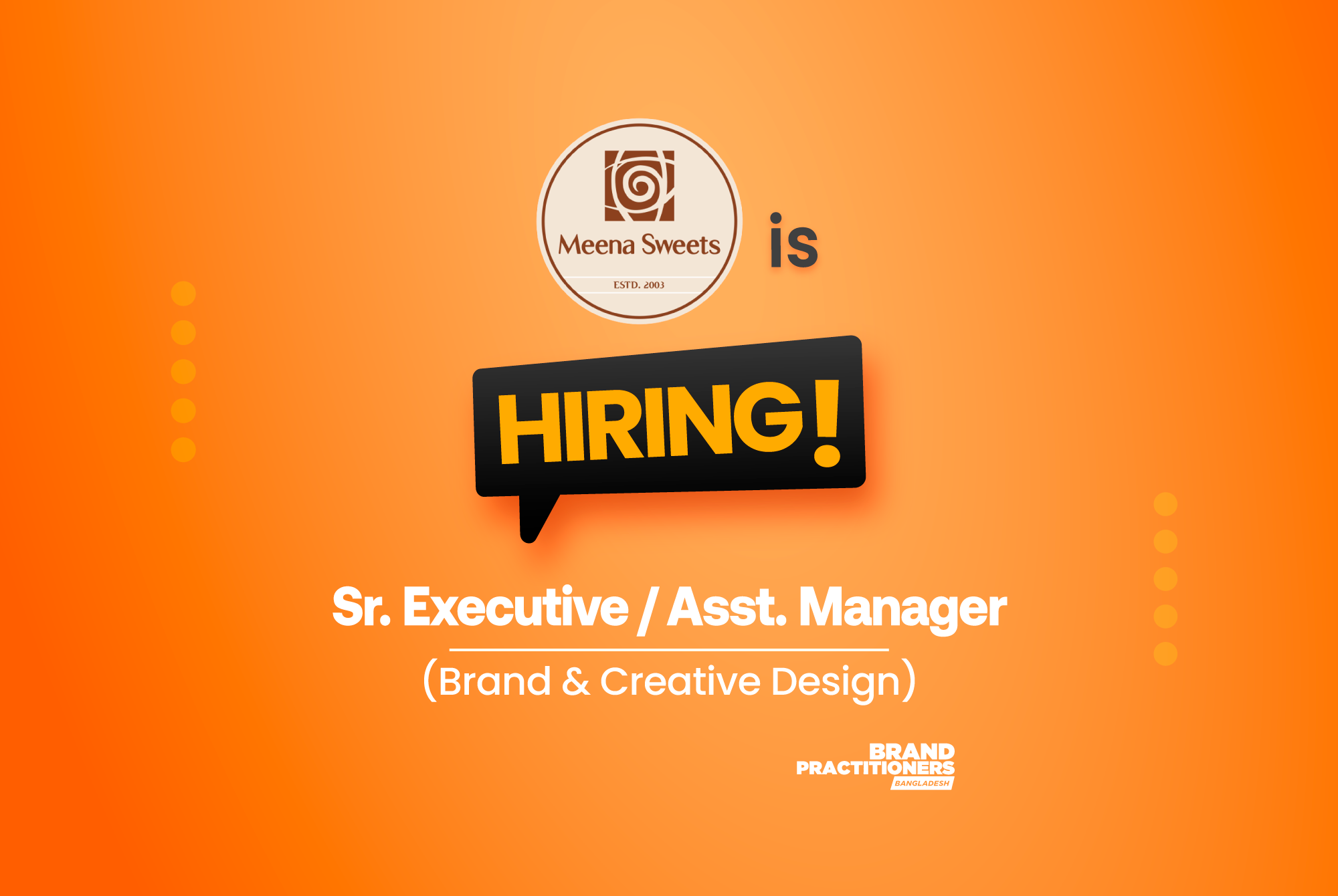 Meena Sweets & Confectioneries Ltd. is looking for a Sr. Executive