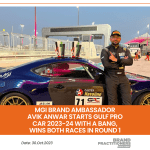 MGI Brand Ambassador Avik Anwar starts Gulf Pro Car 2023-24 with a bang, wins both races in Round 1