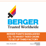 Berger Paints Bangladesh Ltd. to invest Tk813 crore to set up Third Factory