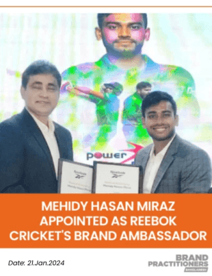 Mehidy Hasan Miraz appointed as Reebok Cricket’s Brand Ambassador