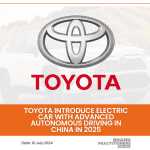 Toyota introduce Electric Car with Advanced Autonomous Driving in China in 2025