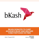 Bkash Donates to chief advisor's relief and welfare fund for flood victims