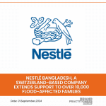 Nestlé Bangladesh, a Switzerland-based company extends support to over 10,000 flood-affected families