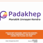 Padakhep Manabik Unnayan Kendra provides emergency aid worth 1 Crore for flood victims