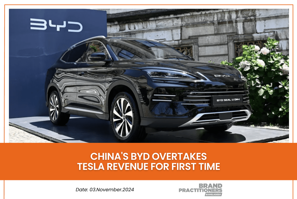 China's BYD overtakes Tesla revenue for first time